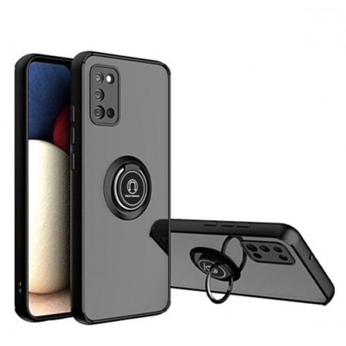 Samsung A01 ShockProof Phone Covers Case with 360 Magnet Ring Holder TPU + PC Protective Case Black (Q Shadow)