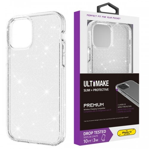 iPhone 12 mini 5.4" Glitter Fluorescent Colors ShockProof Phone Case (Ultimake) Transparent