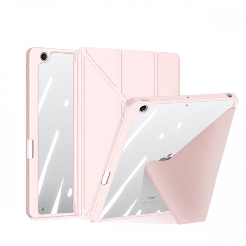 [T0970090060] iPad Air 4/5 10.9 Premium Solvent-free PU Leather with Clear Plastic Back Cover Pin Connectork (DUX DUCIS) Pink