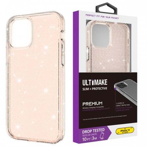 [M0650090009] iPhone 12 Pro Max 6.7" Glitter Fluorescent Colors ShockProof Phone Case (Ultimake) Gold