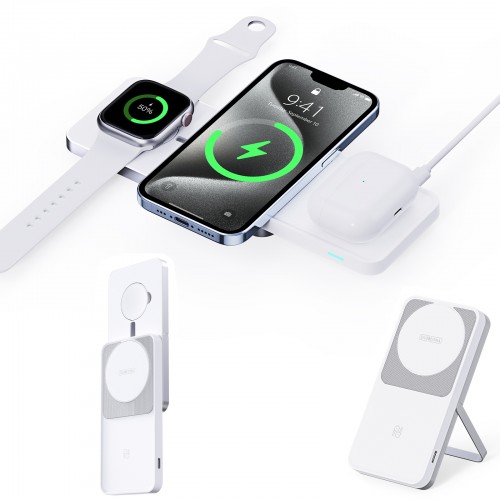 [M0970060006] [FC]DUX DUCIS DOZZONE W19-01 3-in-1+ 15W Magnetic Wireless Charger Stand for Smartphone/Earbuds/...