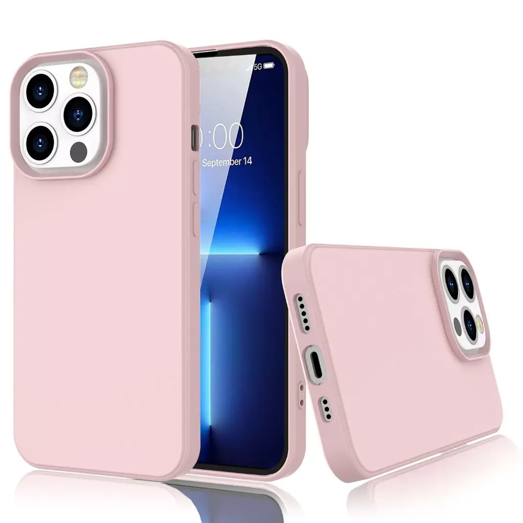 [UA07]Silicone phone case without ring for iPhone 13 Pink